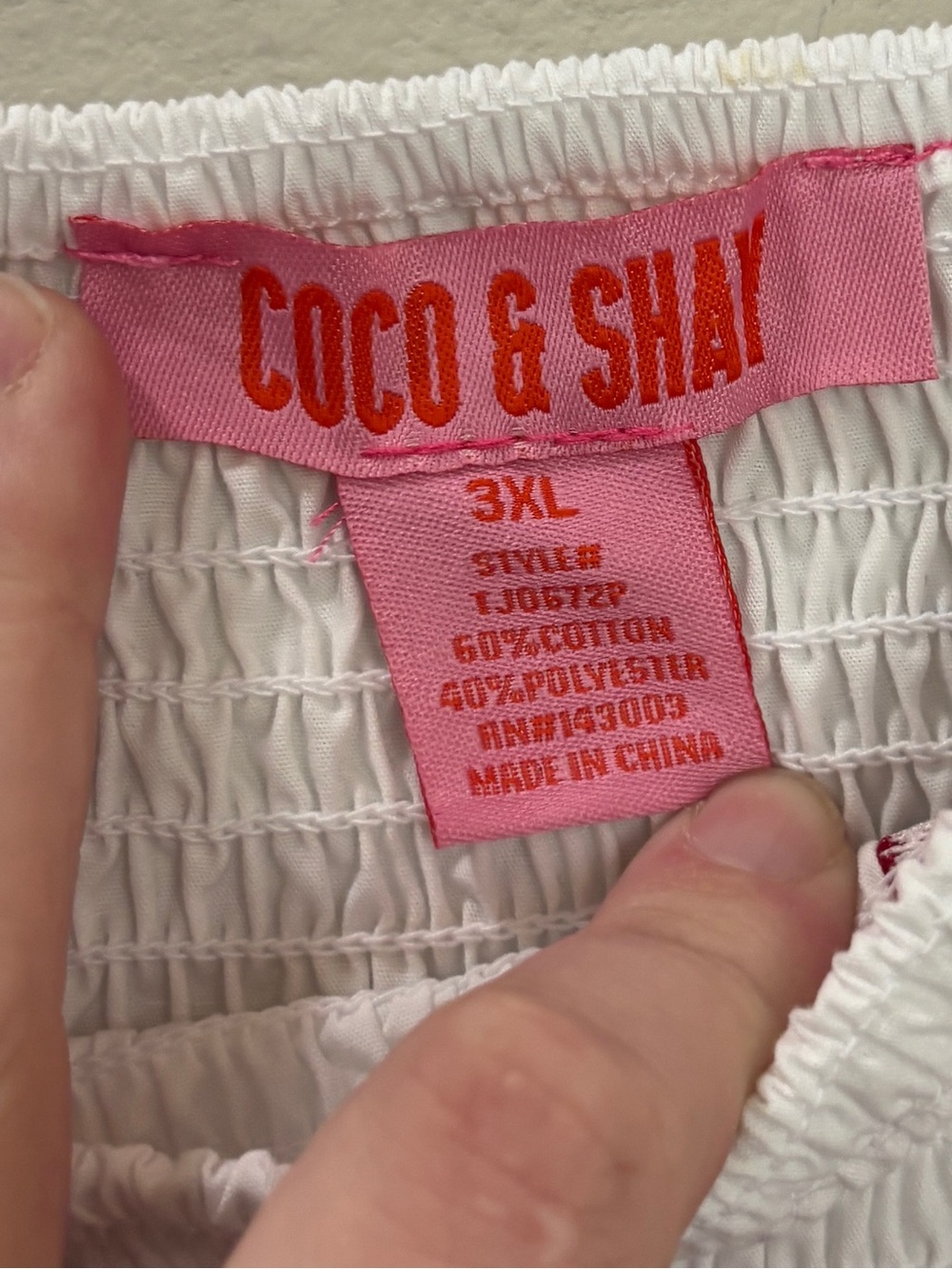 Coco & Shay White Strawberry Smocked Puff Sleeve Peplum Top Size 3X NWT - Picture 5 of 6